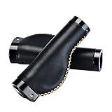 iSpchen Fahrradlenkergriffe Leder Fahrradgriff Ergonomisches Lenkergriff Fahrrad Handgriffe Zubehör für Fahrrad Mountainbike Rennräder Klappräder Lenker Griffe Schwarz