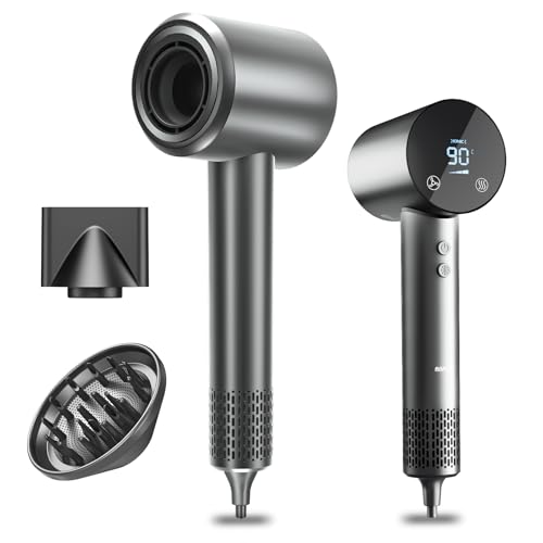 Föhn Fön Haartrockner mit diffusor Ionen Föhn Hair Dryer 1500W HD Display Temperatur Touchscreen haarföhn ionen haartrockner 4 Temperaturstufen & 3 Geschwindigkeitsstufen