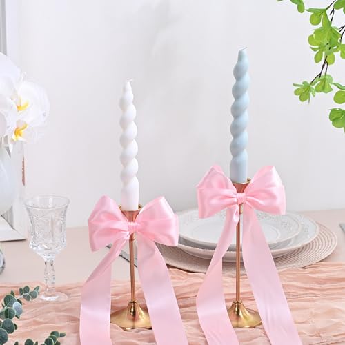 Image of Double Face Pearl Pink Satin Ribbon 1-1 /2 inch X 50 Yards Polyester Pearl Pink Ribbon for Gift Wrapping Very Suitable for Weddings Party Hair Bow Invitation Decorations and More