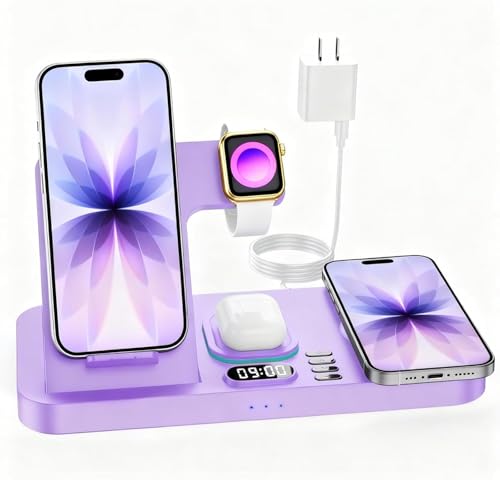 Image of Dual Phone Foldable Wireless Charging Station for Apple, Couple&Family Use