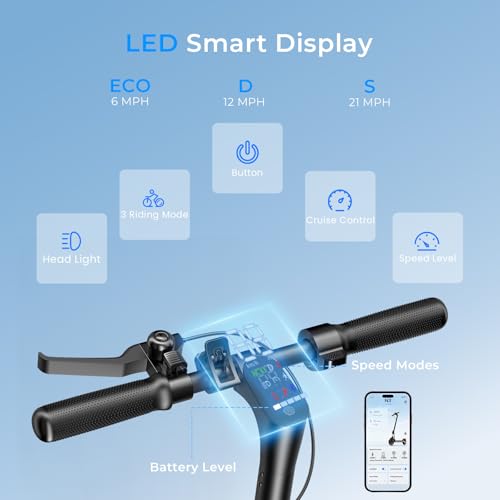 Image of Electric Scooter - Electric Scooter Adults, 500W /1000W /1200W Motor, 18 /21 /25 MPH, 21 /28 Miles Max Range, APP Control, Double Braking Systems, 8.5 inch /10 inch Tire, Foldable E-Scooter