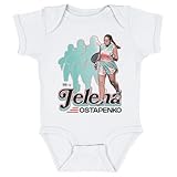 500 LEVEL Jelena Ostapenko Retro One-Piece Infant Bodysuit (White, 18M)