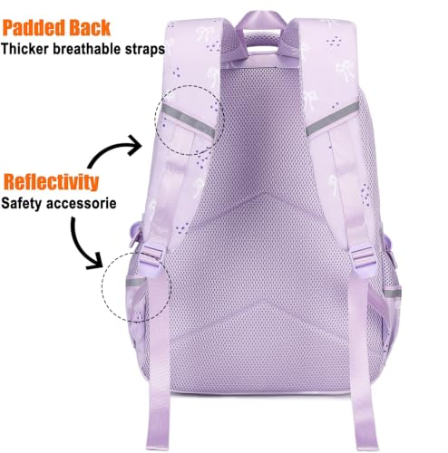 Joyfulife 3Pcs Bow Backpack for Girls Backpack with Lunch Box Cute Teen Kids Bookbags Set Elementary Kindergarten Preschool middle School Bags for girls - image 4