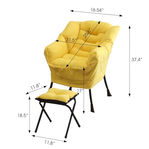 Sillón plegable moderno tela velvet amarillo miniatura 3
