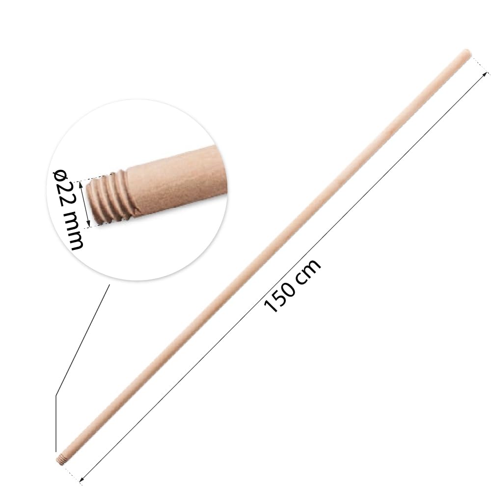 Holzbesen 40 cm mit 150 cm Buchenholzstiel – Kehrbesen mit 22 mm Gewinde, lackiertem Besenkopf & weichen PET-Borsten