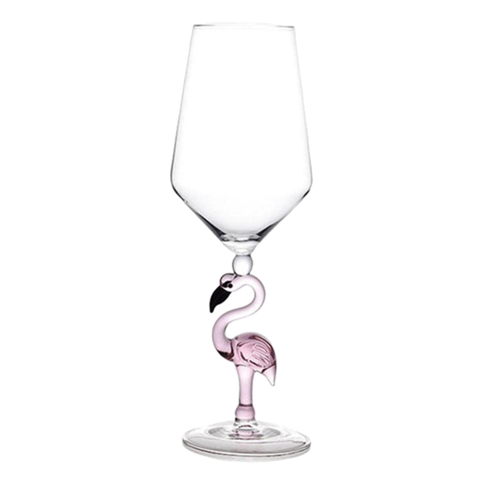 ?????? Creative Pink Flamingo Cocktail Glass Martini Goblet Wedding Birthday Party Crystal Champagne Cup, 500ML