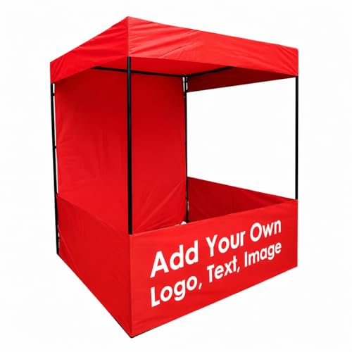Image of Canopy Tent Portable Waterproof Demo Canopy Stall 4x4x7 Ft for Outdoor Advertising, Marketing Stall, Exhibitions - Portable Tent with UV Protection, Heavy-Duty with Carry Bag (4x4x7, Red)