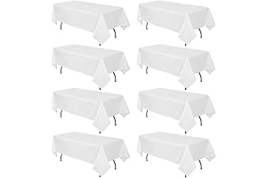 8-Pack of White Rectangle Tablecloths for 8-Foot Tables