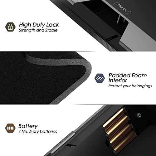 Safe Box - Safe Box For Money, 2 Ways Protect Gun Safe, 30 Sets Of Fingerprint Lock And 2 Keys, Quick-Access Safety Box With Fireproof, Waterproof, Robust Safe For Home Bedside Nightstand Car #TOP1