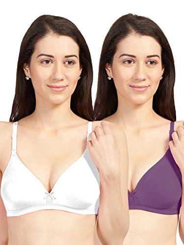 Image of SONARI Omania Womens Non-Padded Cotton Polyester Bras - Solid, Non-Wired, Medium Coverage, Hand Washable (Pack of 2)