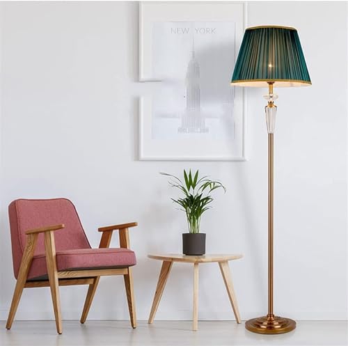 Lámpara de pie LED de cobre retro con atenuación de 3 niveles y pantalla de tela elegante 5