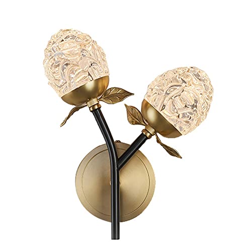 SHANRROW Apliques de pared de cristal, modernos apliques de pared con bola de cristal colgante, lámpara de montaje en pared, lámpara de pared para dormitorio, sala de estar, pasillo
