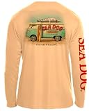 SEA DOG Wax Van UPF50 UV Sun Protection Long Sleeve Shirt 100% Microfiber Polyester - Designed & Printed in USA (US, Alpha, Large, Regular, Regular, Peach)