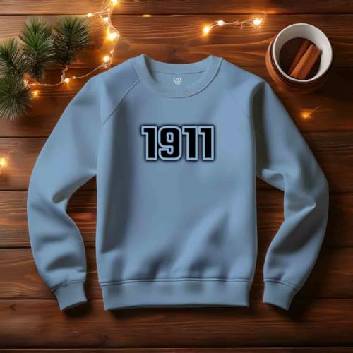 Sweatshirt 1911 bleu ciel vêtements unisexes col rond pull décontracté coton - 3