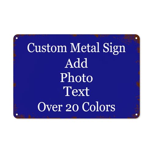 Custom Vintage Metal Signs Text Wording Photo Personalised Metal Plaque Signs Wall Retro Decor Warning Tin Sign with Image Logo for Kitchen Bathroom Bar Coffee Street Home Outdoor Garden 30x20cm