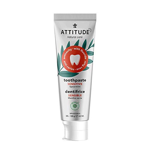 Attitude Toothpaste With Fluoride, Prevents Tooth Decay And Cavities, Vegan, Cruelty-Free And Sugar-Free, Sensitive, Spearmint, 4.2 Oz #TOP8