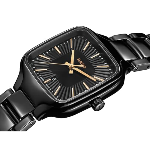 Rado True Square Black Ladies Dial with Rose Gold Indexes, Date Display and Swiss Automatic Movement3
