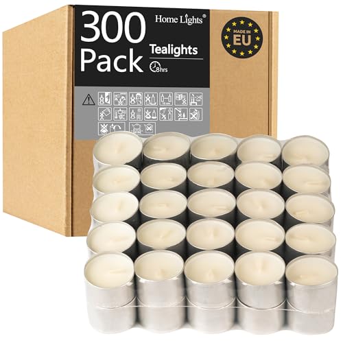 Tealight Candles – 8 Hours Long time Burning, White Votive Smokeless European Tea Light Unscented Candles for Shabbat, Weddings, Christmas,Home Decorative – 300 Packs