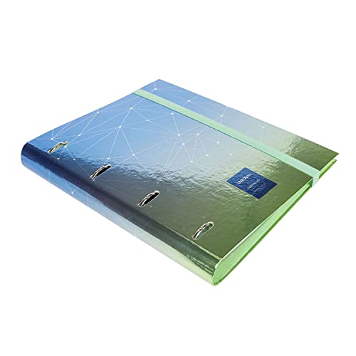 Classeur A4 4 anneaux Grafoplás bleu uni avec feuilles quadrillées et intercalaires