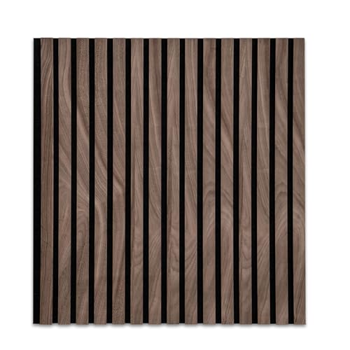 KARAT Panneaux muraux en MDF - Panneau acoustique avec placage en bois et feutre - Tête de lit Tasseau mural - Isolation sonore pour Bureau Maison (Black Walnut 60x60 cm épaisseur 2,1cm)