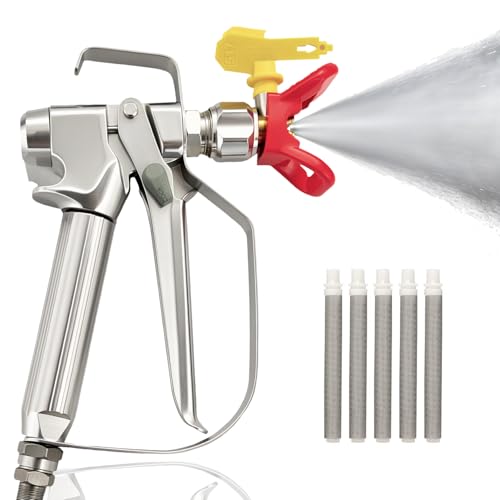 Kit de Pistola de Pintura Airless Pistola de Pintura sin Gas de Alta Presión 3600 PSI con Boquilla Reversible 517 Protector de Boquilla y 5 de Filtro para Sistemas de Pulverización