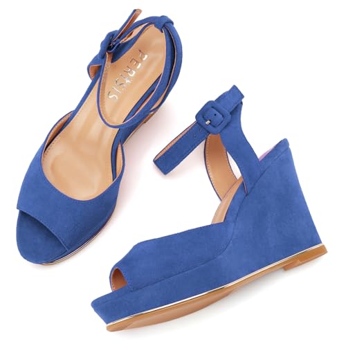 Image of Women's Dressy Platform Wedge Sandals Gold Wedges Peep Toe Patent High Heels Slingback Heeled Comfortable Ankle Strap Shoes