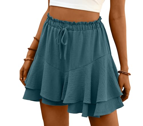 Lepunuo Shorts for Women Casual Boho Skorts Ruffle Mini Skirts Running Tennis Butterfly Shorts High Waist Flowy Tennis Skorts
