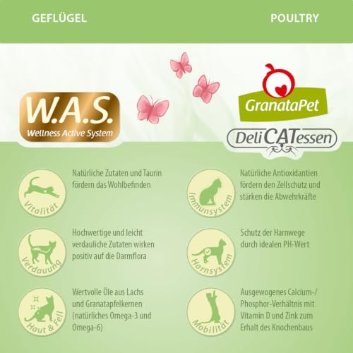GranataPet DeliCatessen Geflügel Adult, Trockenfutter für Katzen, schmackhaftes Katzenfutter, Alleinfuttermittel ohne Getreide & ohne Zuckerzusätze, 1,8 kg