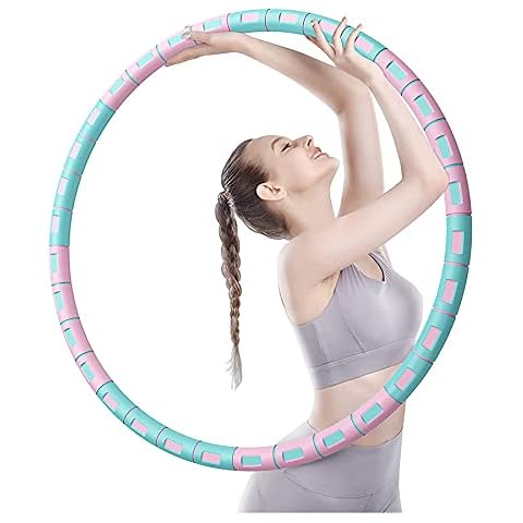 OUYAD Hula Hoop, Thin Waist Massage, 8-Section Detachable Stainless Steel Hula Hoop, Suitable for Adults And Children, Color: Blue, Orange,Blue Cover