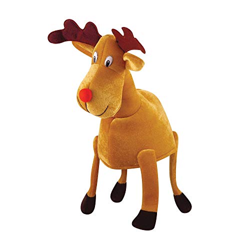 HENBRANDT Adult Red-Nosed Reindeer Christmas Hat with Dangling Legs Funny Hat Plush Novelty Secret Santa Gifts Joke Party Headwear Fancy Dress Costume Accessory for Men and Women