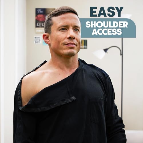 Post Shoulder Surgery Shirts for Women/Men Full Open Snap Design Recovery Clothing for Broken Arm Rotator Cuff | Unisex Fit2