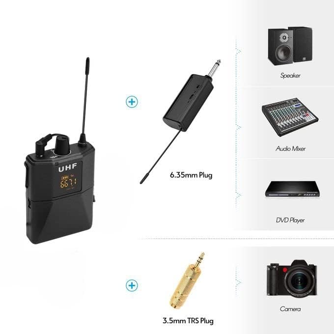 Image of kh UHF Wireless Microphone System with Wired Condenser Headset Microphone System and Handheld Dynamic Mic 160 ft Range, 1 /4'' Plug, for PA Speaker, Amp, Mixer, Podcast, Fitness Instructor, YouTube