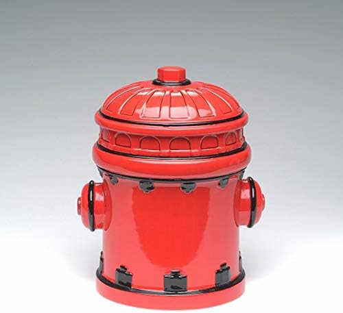 Cosmos Gifts Fine Ceramic Red Fire Hydrant Cookie Jar, 10" H