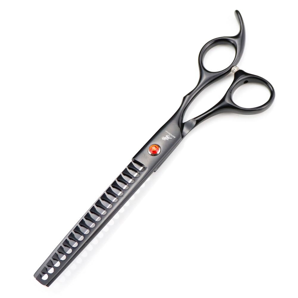 Professional Pet Grooming Scissors Set - Precision Cut, Thinning Shears, and Straight/Curved Scissors for Dogs and Cats - 6 Piece Kit (Schwarz)