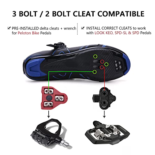 Image of KESCOO Unisex Cycling Shoes Compatible with Peloton Bike & SPD Indoor Outdoor Road Bike Cycling Shoe for Men Women, 1 Hook and Loop Strap, with Delta Cleats