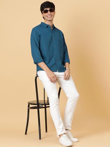 Image of KOTTY Men's Textured Casual Shirt - Long Sleeve||Button-Down Collar||Classic Fit