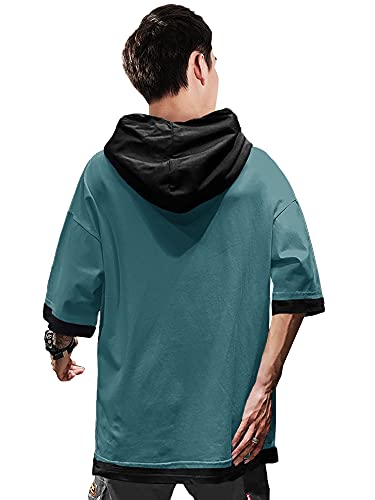 Image of EYEBOGLER Men's Trendy Hooded Neck Half Sleeves Solid T-Shirt