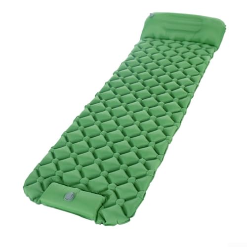 Colchoneta inflable para dormir con almohada incorporada que eleva la comodidad durante viajes de campamento (verde)