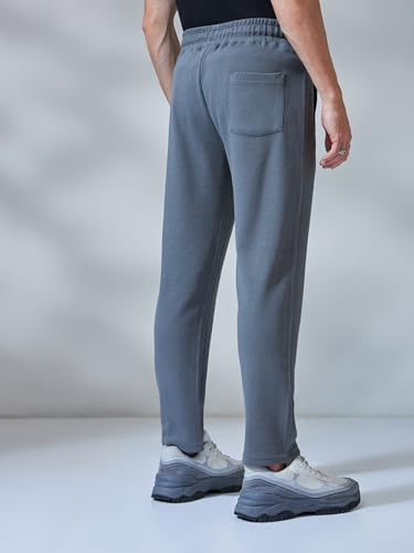 Image of Bewakoof Men's Solid Regular Fit Cotton Blend Track Pants
