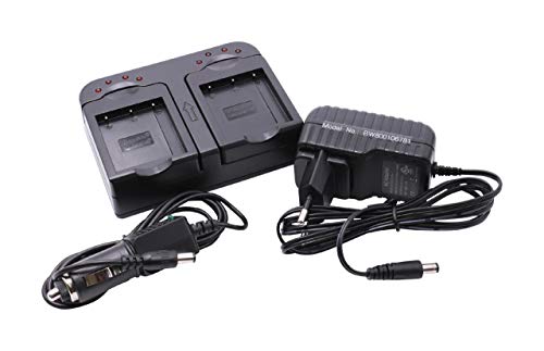 Dual Akku Ladegerät Ladeschale passend für Casio Exilim EX-H30, EX-TR-100 Digitalkamera- Camcorder- DSLR- Action Cam-Akku