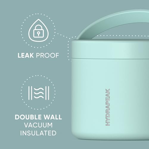 Image of Hydrapeak 18oz Stainless Steel Vacuum Insulated Food Jar for Hot Food and Cold Food, Wide Mouth Leak-Proof Soup Jar for Adults, 10 Hours Hot and 16 Hours Cold (Fresh Mint)
