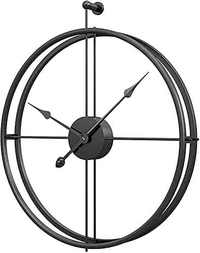 24 Inch Wall Clocks for Living Room Decor Large Modern Black Metal Wall Clock 3D Wall Clock Simple Farmhouse Silent Battery Operated for Living Room, Bedroom Kitchen Hotel