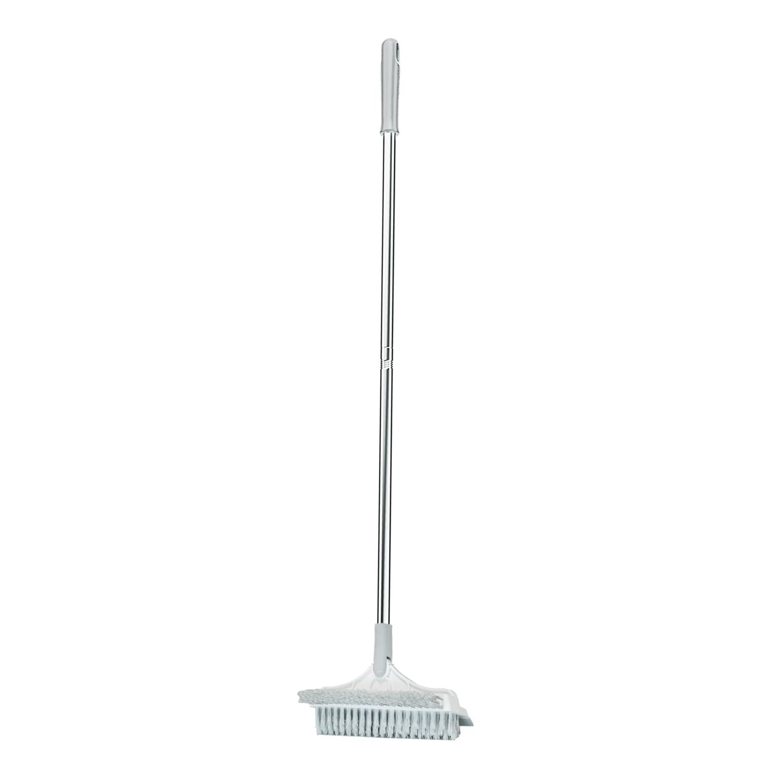 Cepillo para Suelos con Cerdas 3 en 1 Cepillo para Lechada con Mango Largo ° Estructura de Acero Inoxidable Y PP para Fregar Barrer Y, Blanco Gris, tal como se describe