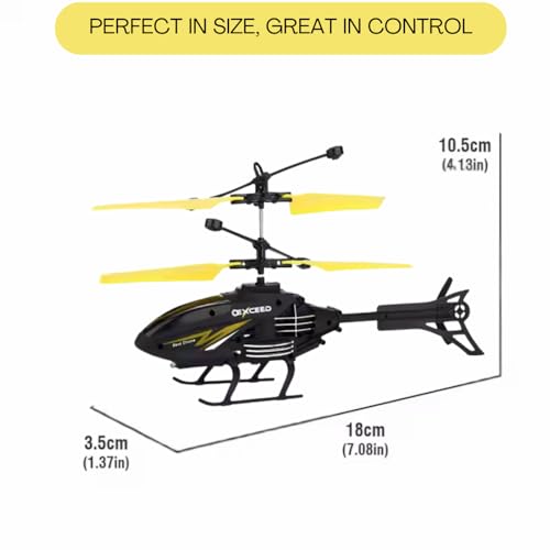 Image of Gravity Sensor Helicopter Toy for Boys with Safety Sensor, Indoor Palm Sensing, Rechargeable with LED Lights I Pack of 1 (Black YEL Gun)