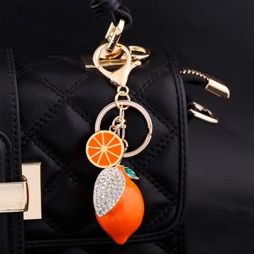 Image of Fruit Bag Charm Keychain - Gold Key Chain, Cute Purse Handbags Accessories - Beautiful Gift for Women