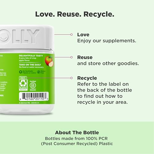 OLLY Metabolism Gummy Rings, Apple Cider Vinegar, Vitamin B12, Chromium, Energy and Digestive Health, Chewable Supplement, Apple Flavor - 30 Count - Thumbnail 4
