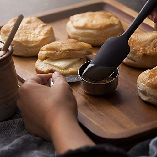 Image of P-Plus International Silicone Spatula Set 3-pcs - 446ºF Heat-Resistant Baking Spoon Spatula - Seamless One-Piece Design Easy to Clean - Non-Stick Silicone Stainless Steel Core (Spatula 3A Black)