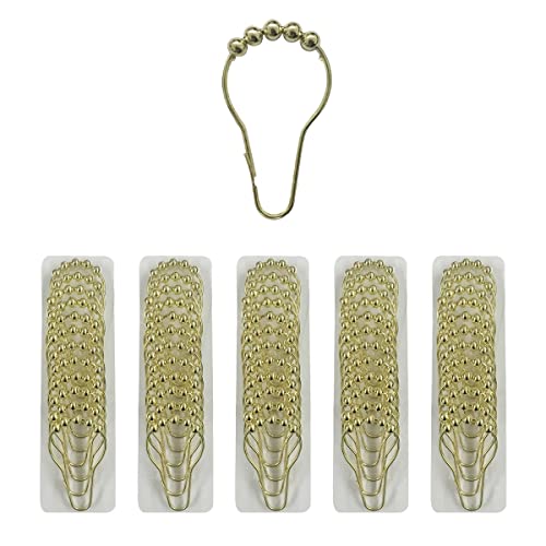 60 All Brass Shower Curtain Hooks Ring Roller Ball Pack of 5 Renovators Supply