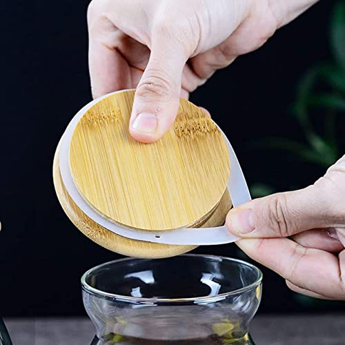 Image of MARTVIA Glass Food Storage Jars with Bamboo Lids 650ml Set of 2, Wide Mouth Lid Jar for Home Kitchen,Flour, Sugar, Coffee, Pasta, Oats, Grains, Cookies, Snacks (Barell 650 ML Jar, SET OF 2)