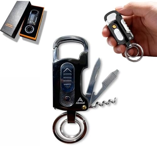 9-in-1 Multitool Keychain with windproof electric plasma coil per...